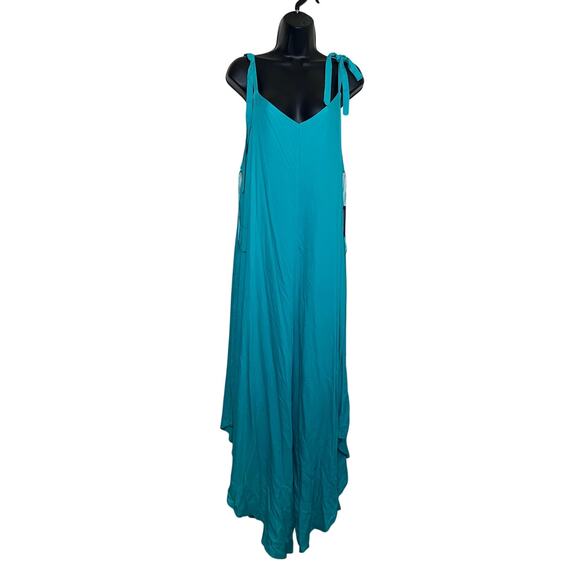 Vince Camuto Pants - Vince Camuto Women's V-Neck Tie-Shoulder Angled-Hem Jumpsuit Size: Various